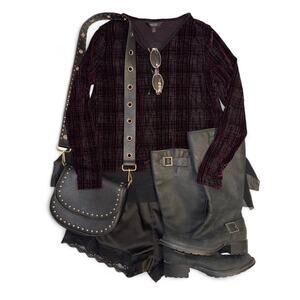 Y2K fairycore whimsigoth vampy velvet flowy asymmetrical hem top
